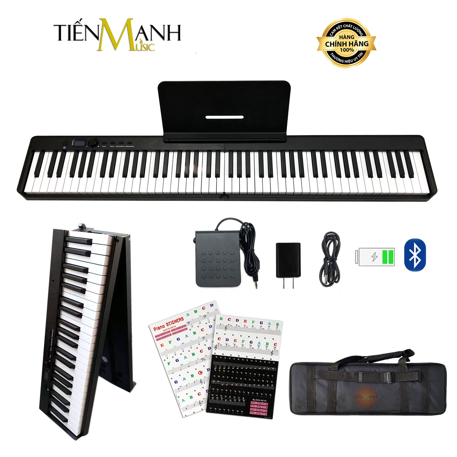[Tặng Dán Nốt] Đàn Piano Điện Gấp Gọn Bora BX20 - 88 Phím Cảm Ứng Lực Có Loa, Kết Nối Bluetooth BX-20 Hàng Chính Hãng - Kèm Móng Gẩy DreamMaker