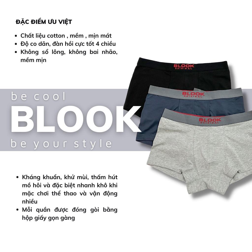 Quần lót BOXER nam vải cotton 4 chiều siêu mát 100% thoáng khí, kháng khuẩn, khử mùi , co giãn tốt 79185 - BLOOK