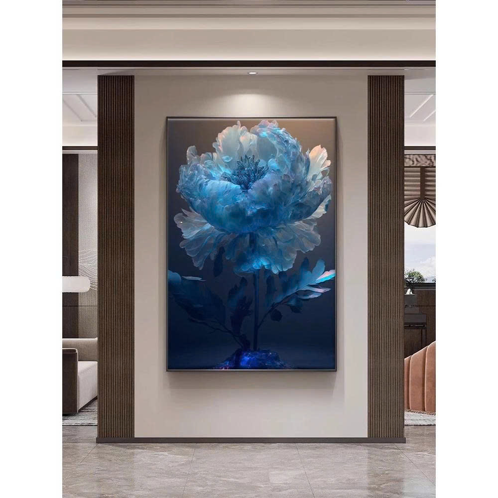 (HCM) Tranh hoa mẫu đơn 2, tranh tráng gương hoa mẫu đơn trang trí phòng khách,phòng ngủ kèm đinh treo