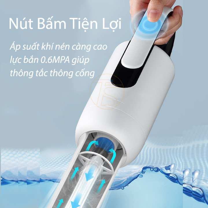 Dụng Cụ Thông Tắc Bồn Cầu Khí Nén 8 Bar E2108 Nhựa Dày Với Lực Bắn Mạnh Nạo Vét Cống Hiệu Quả