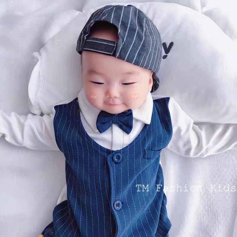 Body công tử dài tay cho bé trai - set vest - bộ áo liền quần ngầu cho bé sơ sinh - body thu đông - áo quần trẻ em