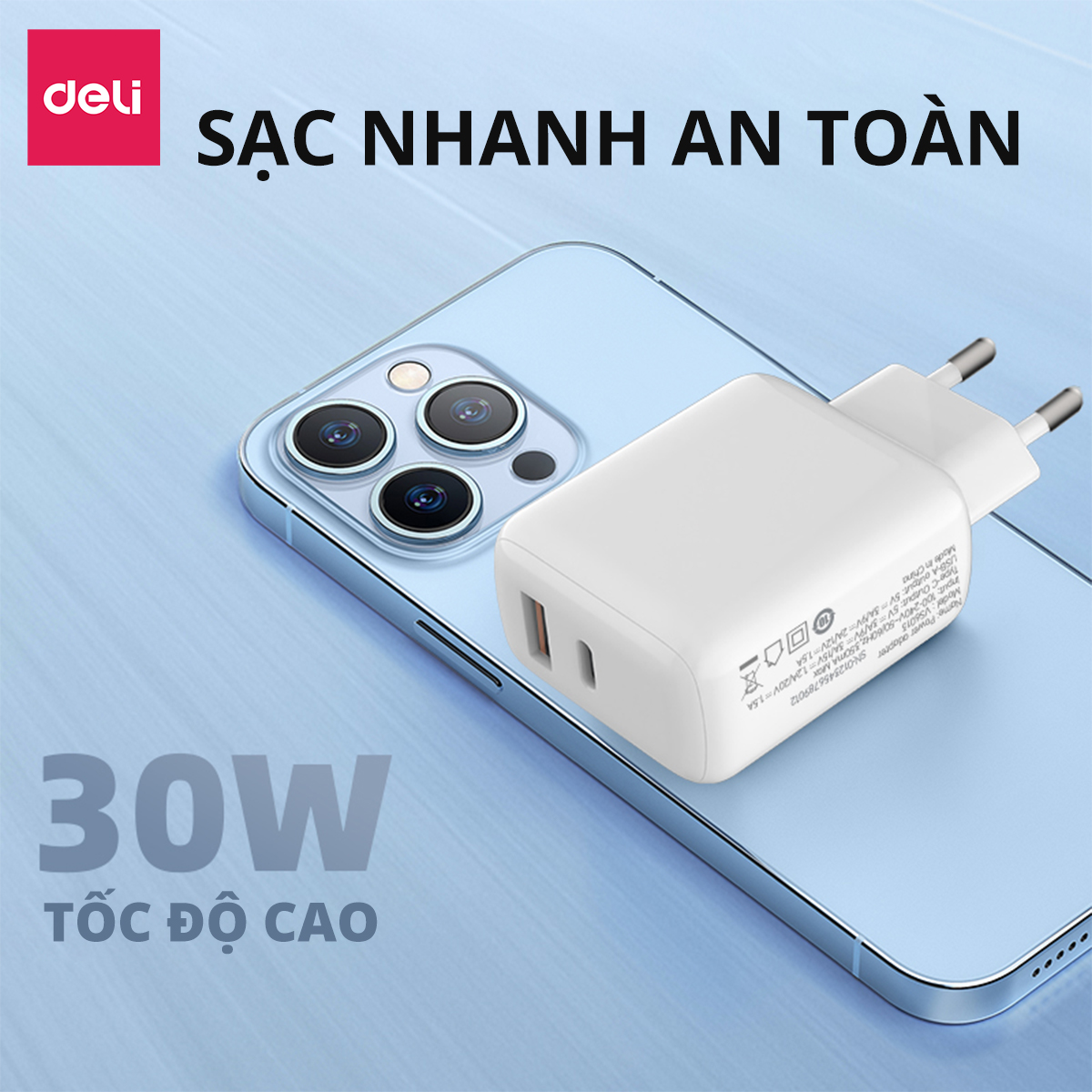 Củ Sạc Nhanh AOKA by Deli 20W Sạc Nhanh Cho Điện Thoại - Siêu Bền Chống Nóng Chống Cháy Nổ hàng chính hãng VS6013