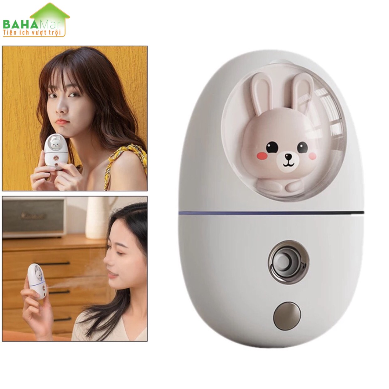 MÁY XÔNG HƠI NANO TẠO ĐỘ ẨM CHO DA - KẾT HỢP PHUN KHỬ KHUẨN MŨI HỌNG CÁ NHÂN "BAHAMAR" máy phun sương có tích hợp đèn LED, khi bật máy phun, ánh sáng ấm áp và tỏa sáng sẽ bao phủ