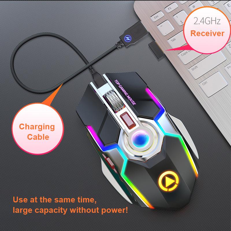 Ergonomic Chuột Chơi Game Có Dây Nút LED 1600 DPI USB Chuột Máy Tính Game Thủ Chuột Im Lặng Mause Với Đèn Nền Dành Cho Máy Tính Laptop trò Chơi