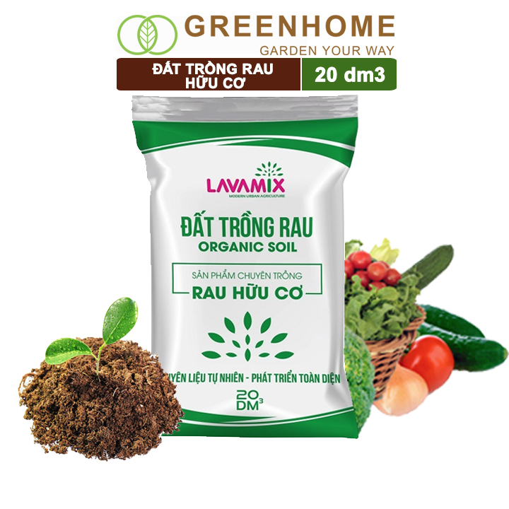 Đất trồng cây Lavamix, bao 20dm3 , đất hữu cơ trồng rau, hoa, kiểng, tiện lợi, dễ sử dụng