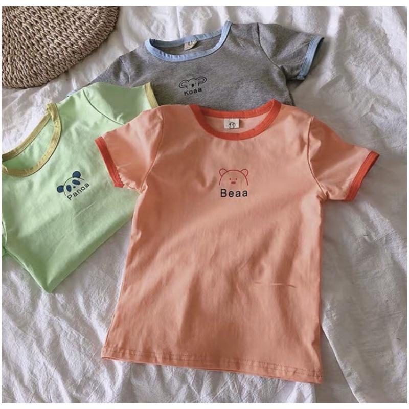 Áo phông hoạt hình cotton phối viền cho bé
