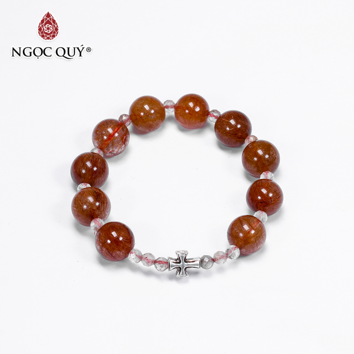 Vòng mân côi đá thạch anh tóc đỏ 11mm mệnh hỏa, thổ - Ngọc Quý Gemstones