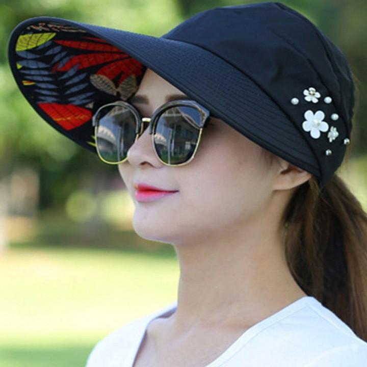 Mũ rộng vành có hạt ngọc chống nắng thời trang - DMA store