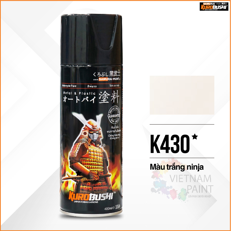 COMBO Sơn Samurai màu trắng ninja K430 gồm 4 chai đủ quy trình độ bền cao (Lót – Nền 102 - Màu K430 - Bóng )