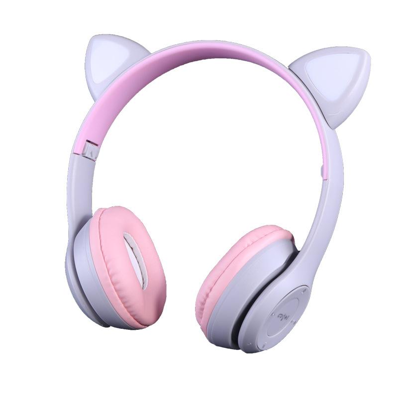 Dạ Quang Tai Nghe Tai Nghe Không Dây Bluetooth LED Tai Nghe Tai Mèo Hợp Thời Trang Dễ Thương Nhạc Điện Thoại Di Động Máy Tính Có Micro Mới