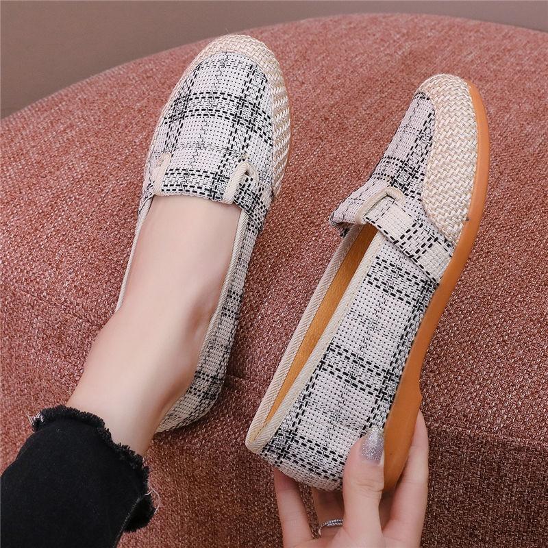 Giày Lười Nữ Vải Canvas Đế Bằng Phong Cách Mới