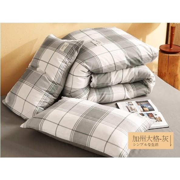 Bộ chăn ga gối Cotton Tici Kẻ M2T bedding miễn phí bo chun drap ga giường - Chăn mền kèm ruột