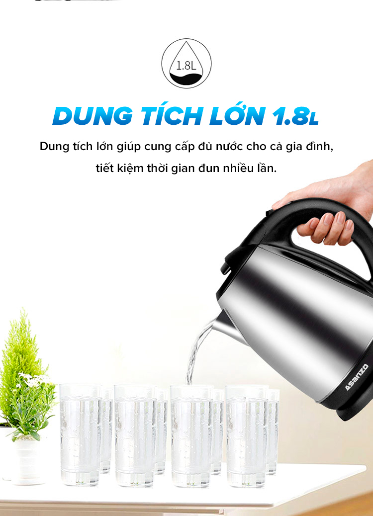 Bình Đun Siêu Tốc INOX 1.8L SK1800 - Hàng chính hãng