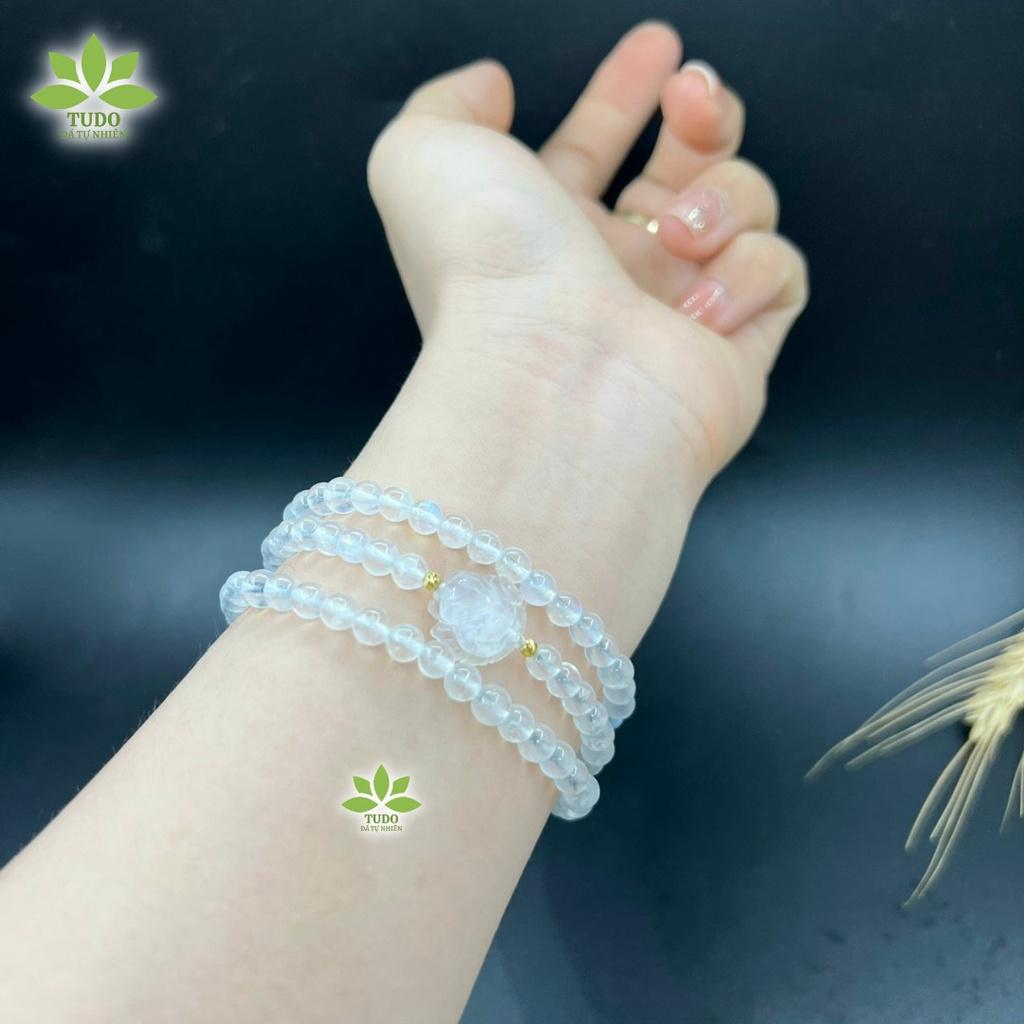 Vòng Phong Thủy Mệnh Kim, Thủy TUDO VCVMOON AU10K Charm Hồ Ly, Chuỗi Hạt quấn 3 vòng B23K1100