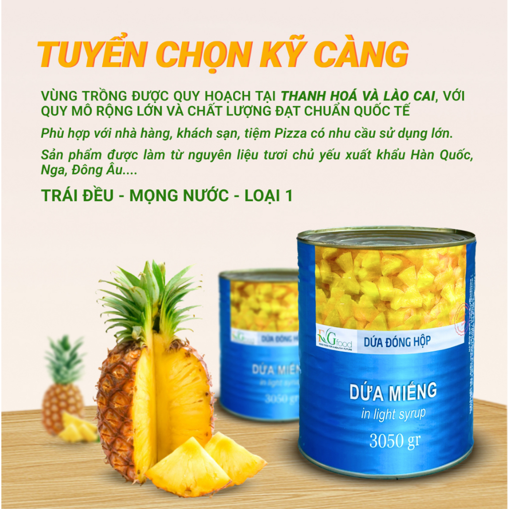 Dứa Miếng Ngâm Nước Đường F&amp;G - Lon A10