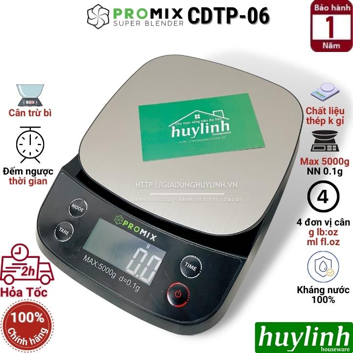 Cân điện tử nhà bếp Promix CDTP-06 - Chống nước - tối đa 5000g - 4 đơn vị cân - Đồng hồ đếm ngược