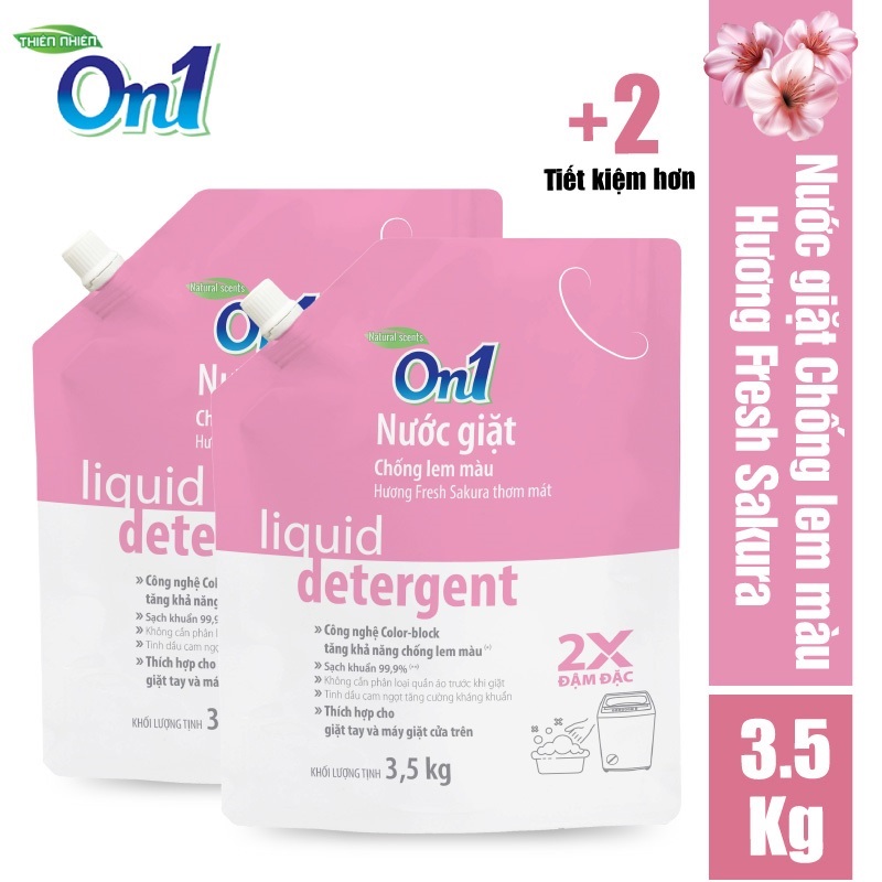 COMBO 2 Túi nước giặt On1 chống lem màu hương Fresh Sakura N6403