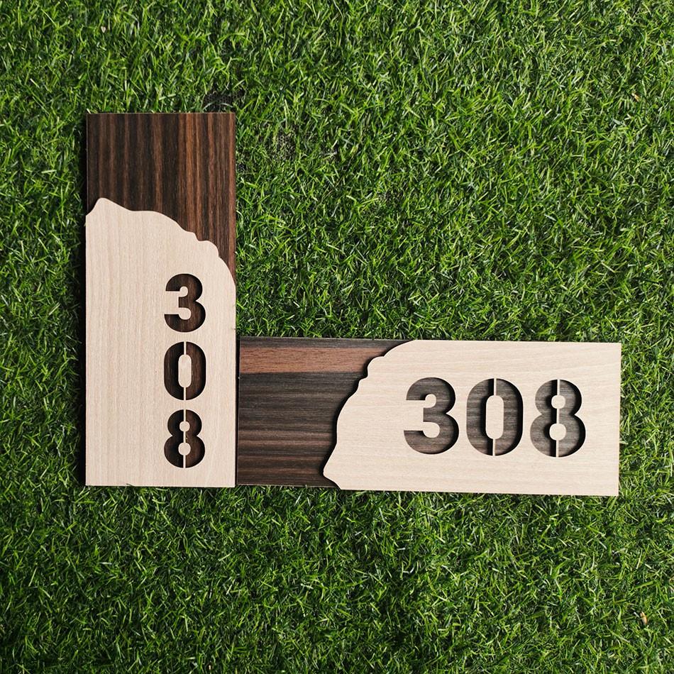Bảng số phòng, số nhà bằng gỗ cắt laser 25x10cm (Nội dung theo yêu cầu)