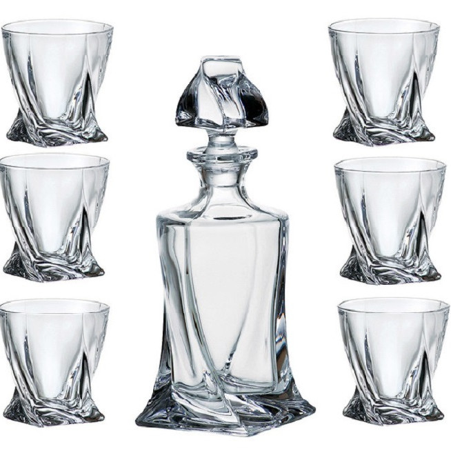 Bộ Chai Cốc Pha Lê Crystalite Bohemia Quadro (Set 1 + 6 pcs)