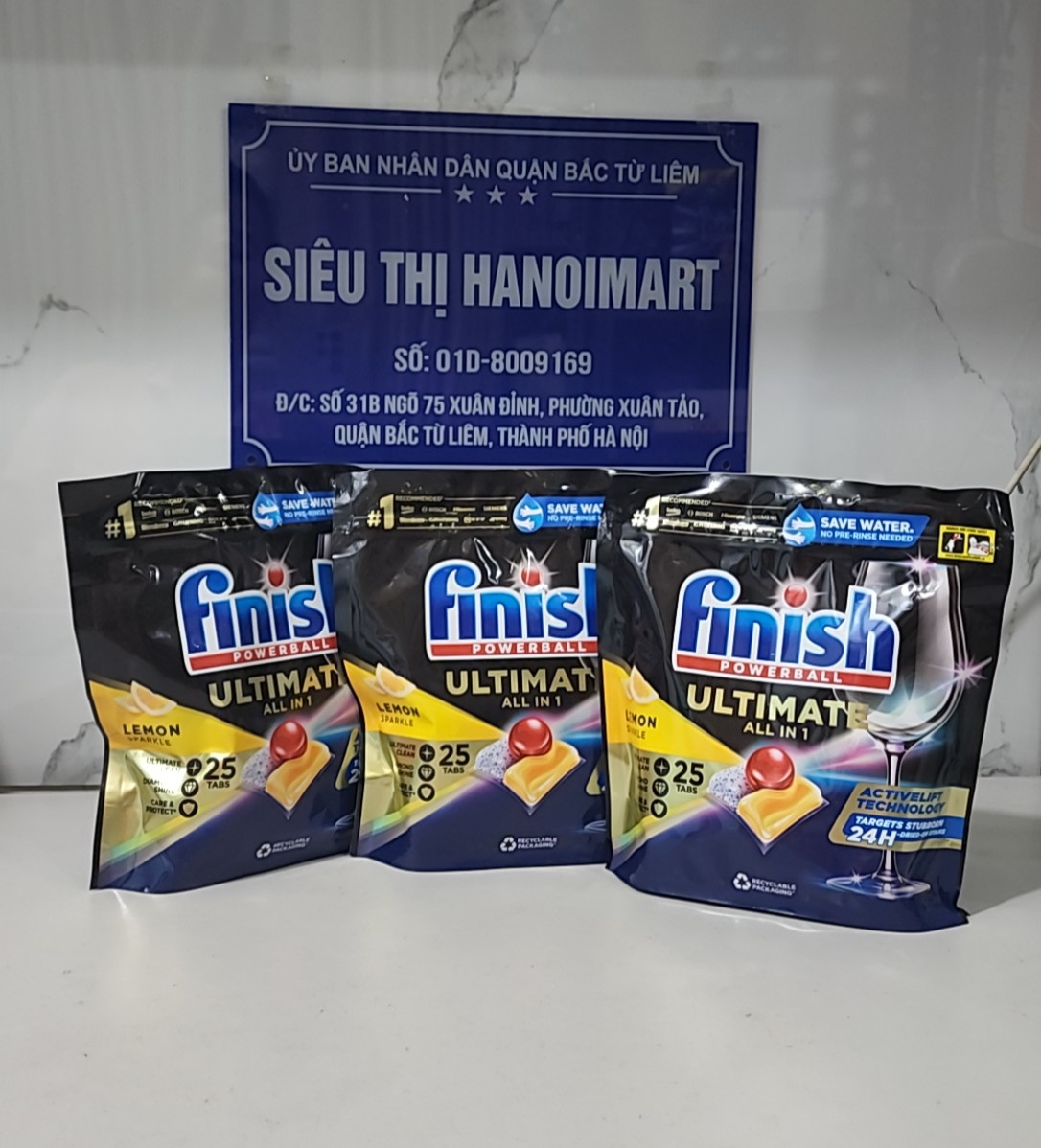 Combo - 2 túi Viên rửa bát Finish Quantum Ultimate loại 25v 1 túi