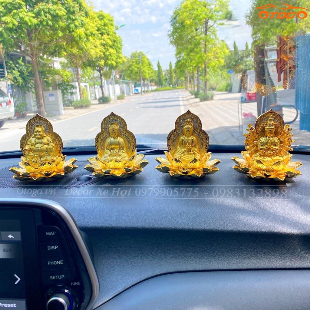 Set Tượng Phật Bà Quan Âm , Adida , Di Lặc Mix Bình Liên Hoa Trang Trí Xe Hơi Cao Cấp , Có Video hình thực tế