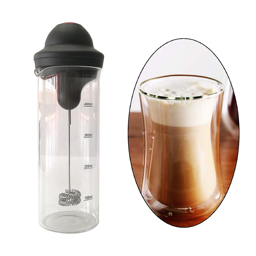 Handheld Electric Coffee Frother Cup 400ml Stainless Steel Foamer Bubbler Coffee Blender Kitchen Stirrer for Coffee Cappuccino Frappe Kitchen Tools
