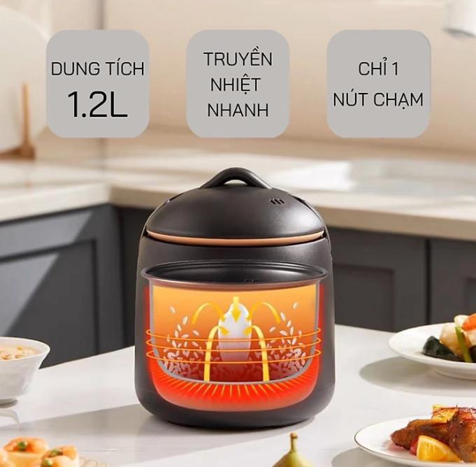 [KoSuyTu] Nồi Cơm Điện Mini ChiGo Chống DÍnh - Đa Năng Hầm, Nấu Cháo, Xào, Chiên Nhanh Chóng An Toàn - Dung Tích 1.2 Lít Nấu Cơm Cooker Nấu Ăn