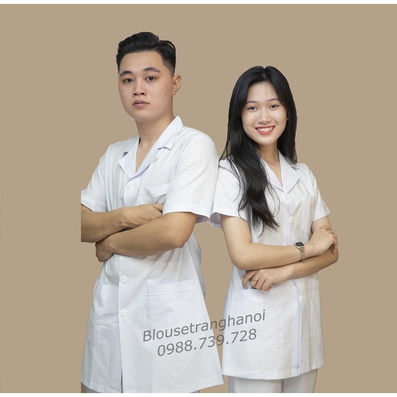 Áo điều dưỡng nam, nữ - Áo Blouse - Đồng phục bệnh viện- Blouse trắng Hà Nội