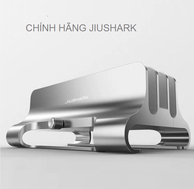 Giá đỡ kiêm đế kẹp 3 khe nhôm nguyên khối dựng đứng  Jiushark dành cho Laptop Macbook và các hãng khác - Hàng nhập khẩu