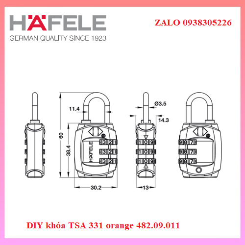 DIY khóa TSA 331 orange 482.09.011