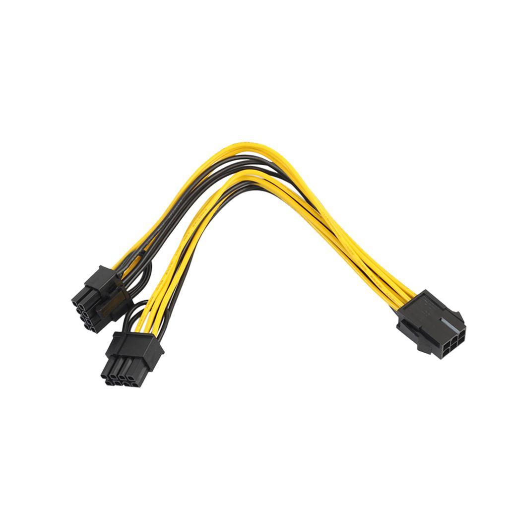 6 Pin to Dual 8 Pin Video Card Y Splitter Adapter Power Cable 20cm