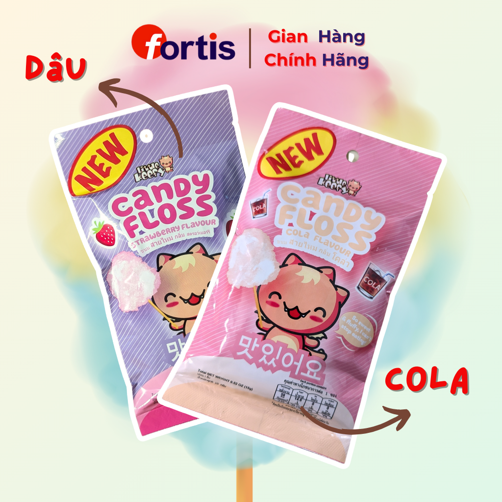 Kẹo Bông Gòn Indonesia Little Keefy Candy Floss 15g