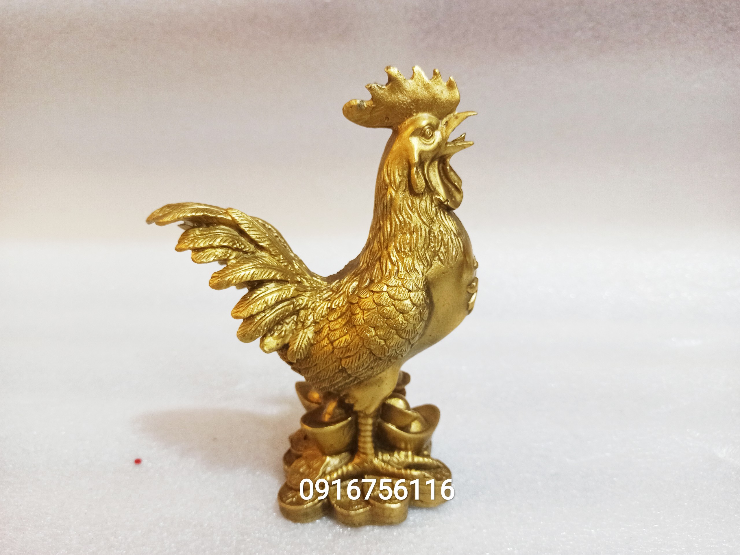 Tượng Gà Trống Bằng Đồng Thau cao 20cm-Linh vật phong thủy