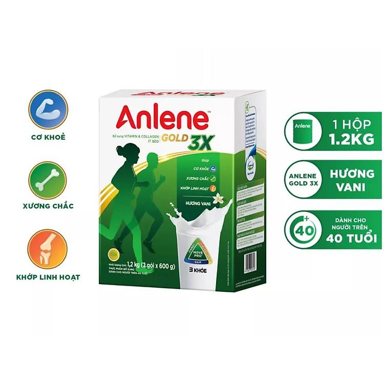 Combo 2 Sữa Bột Anlene Gold Movepro 3X Hương Vanilla (Hộp Giấy 1,2kg)