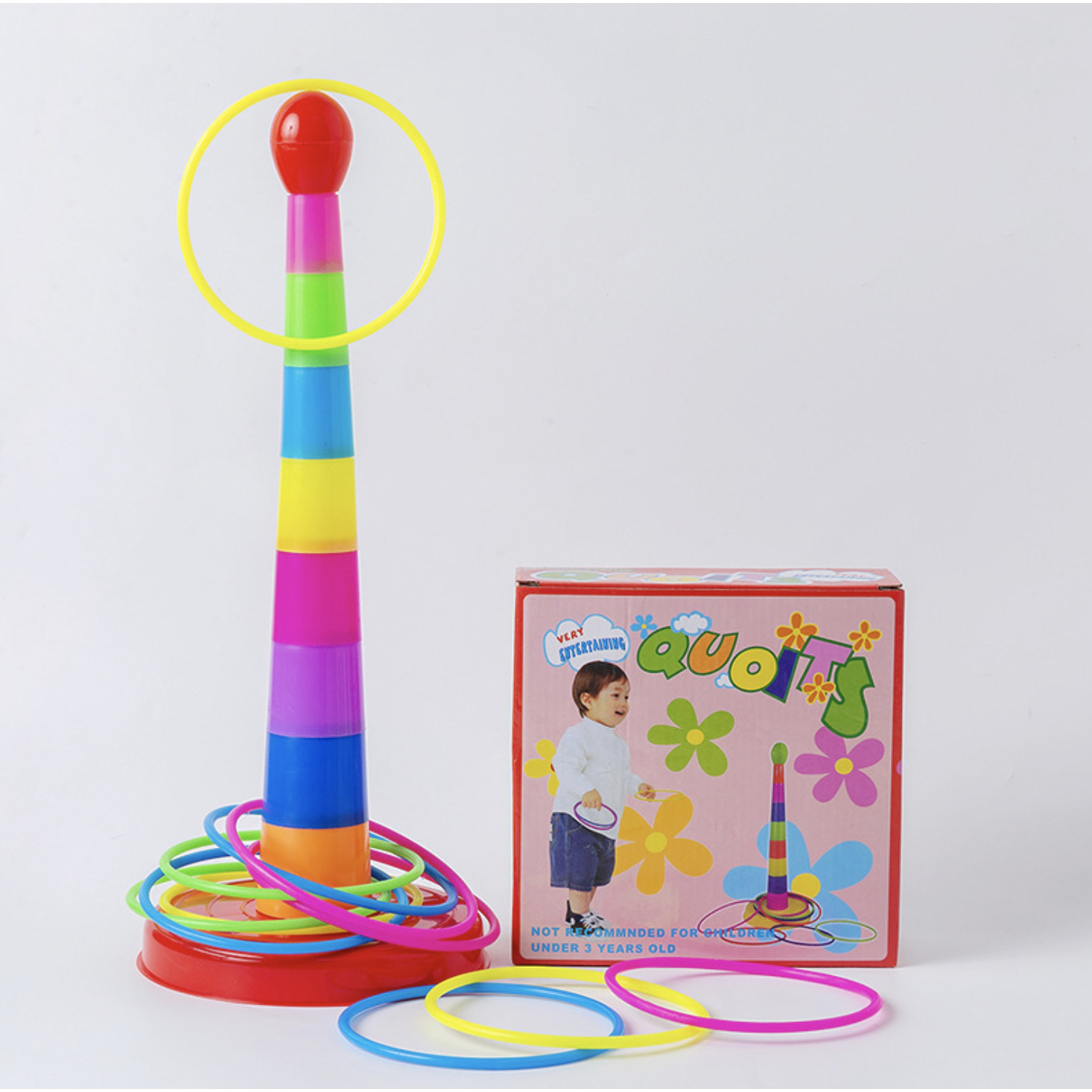 Bộ đồ chơi lắp ghép tháp ném vòng độc đáo - Đồ chơi vận động cho trẻ