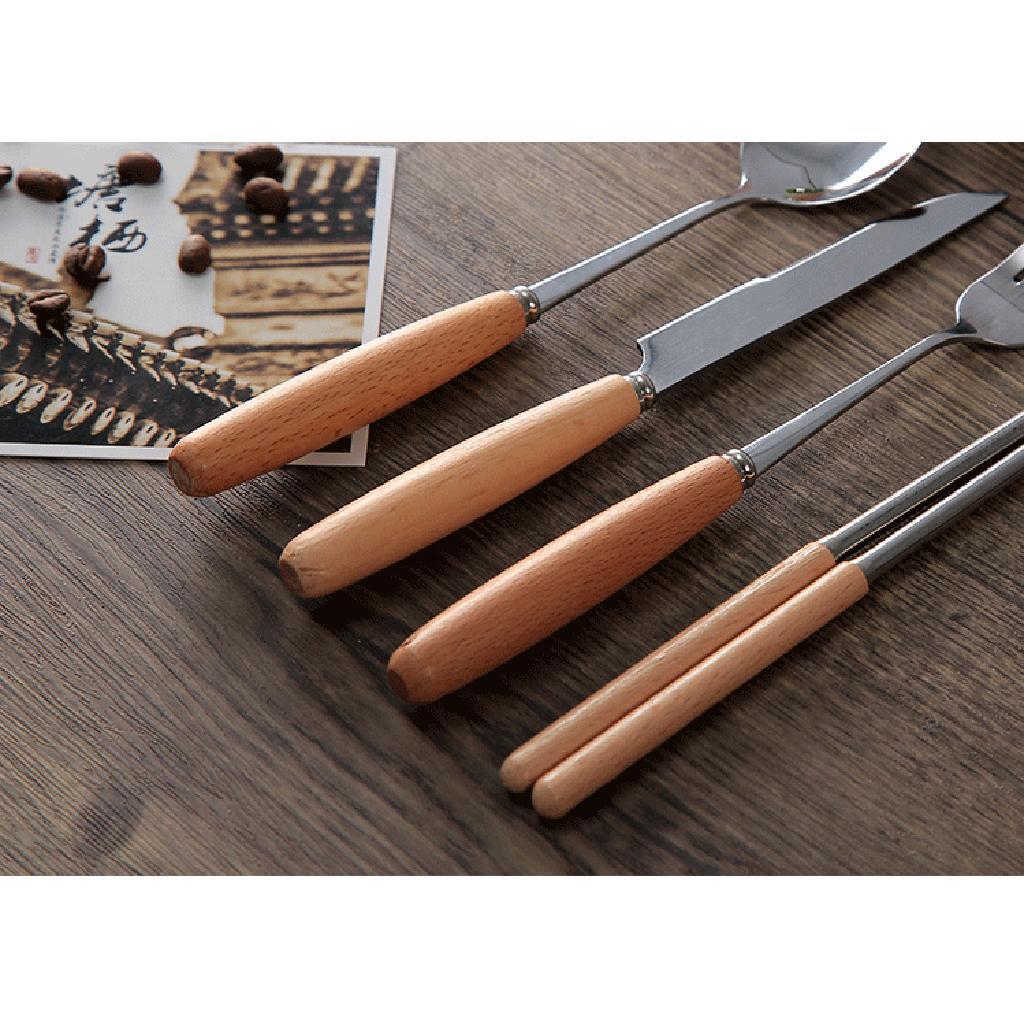 4 Pieces Spoon Fork knife Chopsticks Stainless steel Travel Tableware Set