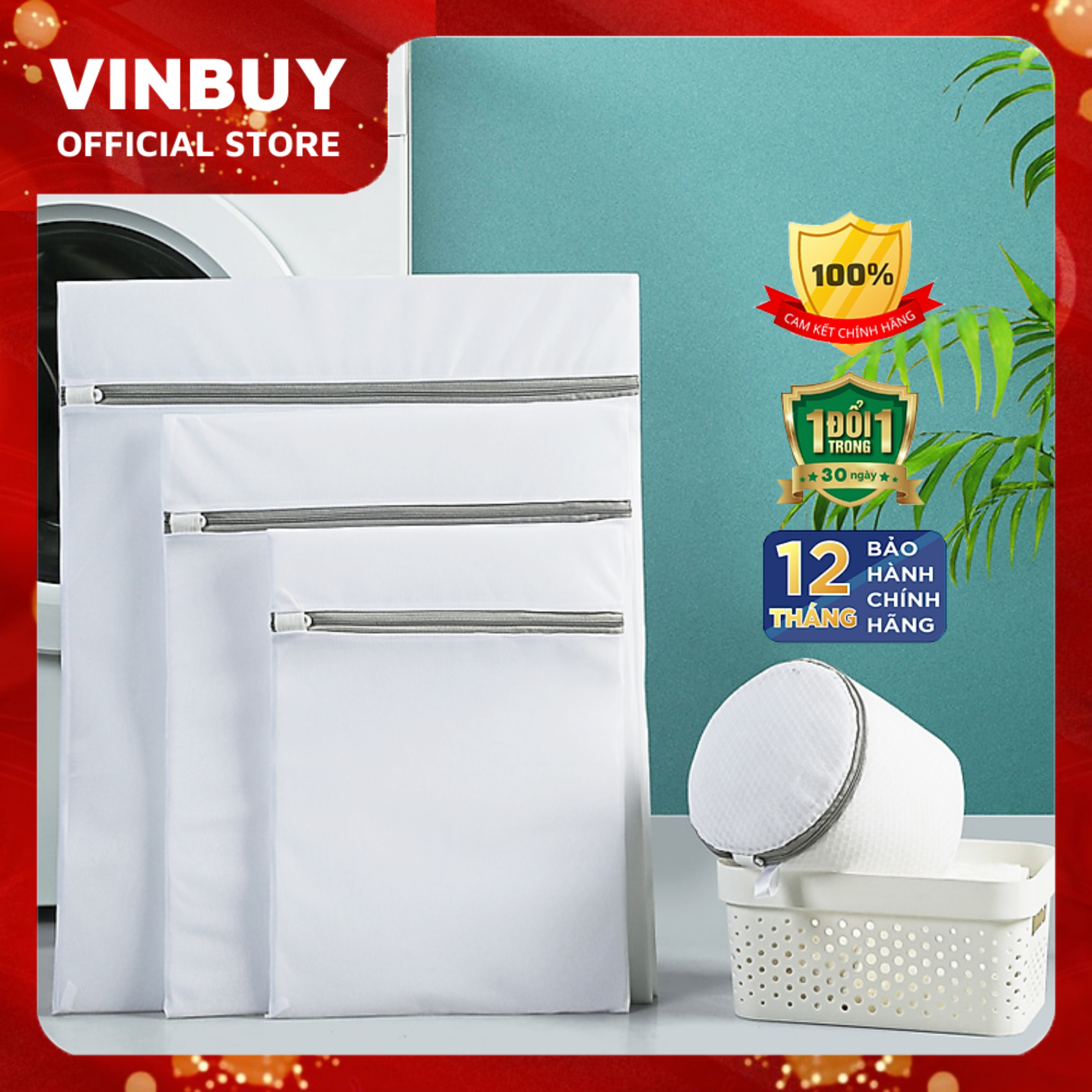 Bộ túi lưới giặt đồ cho máy giặt bảo vệ quần áo chống biến dạng chất lượng tốt dây kéo lưới mịn Polyester - Hàng chính hãng - Combo 3 túi 50x60cm