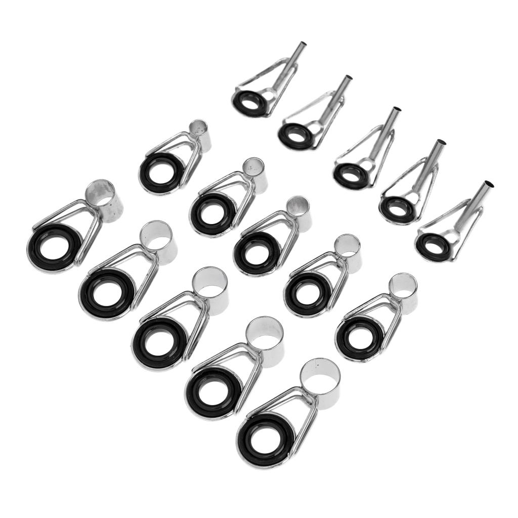 75pcs Fishing Rod Guides Tip Rings Set Rod Repair Kit DIY Eye Ring with Box