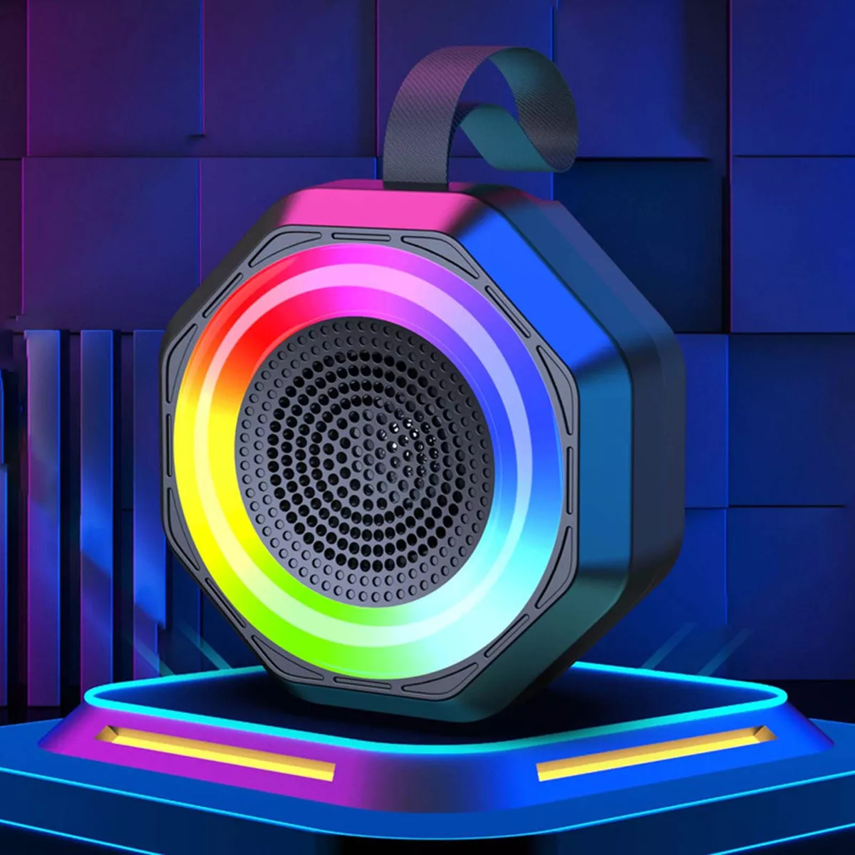 Loa Bluetooth mini quai xách cầm tay treo xe LED RGB Colorfull SPEAKER 1200mAh
