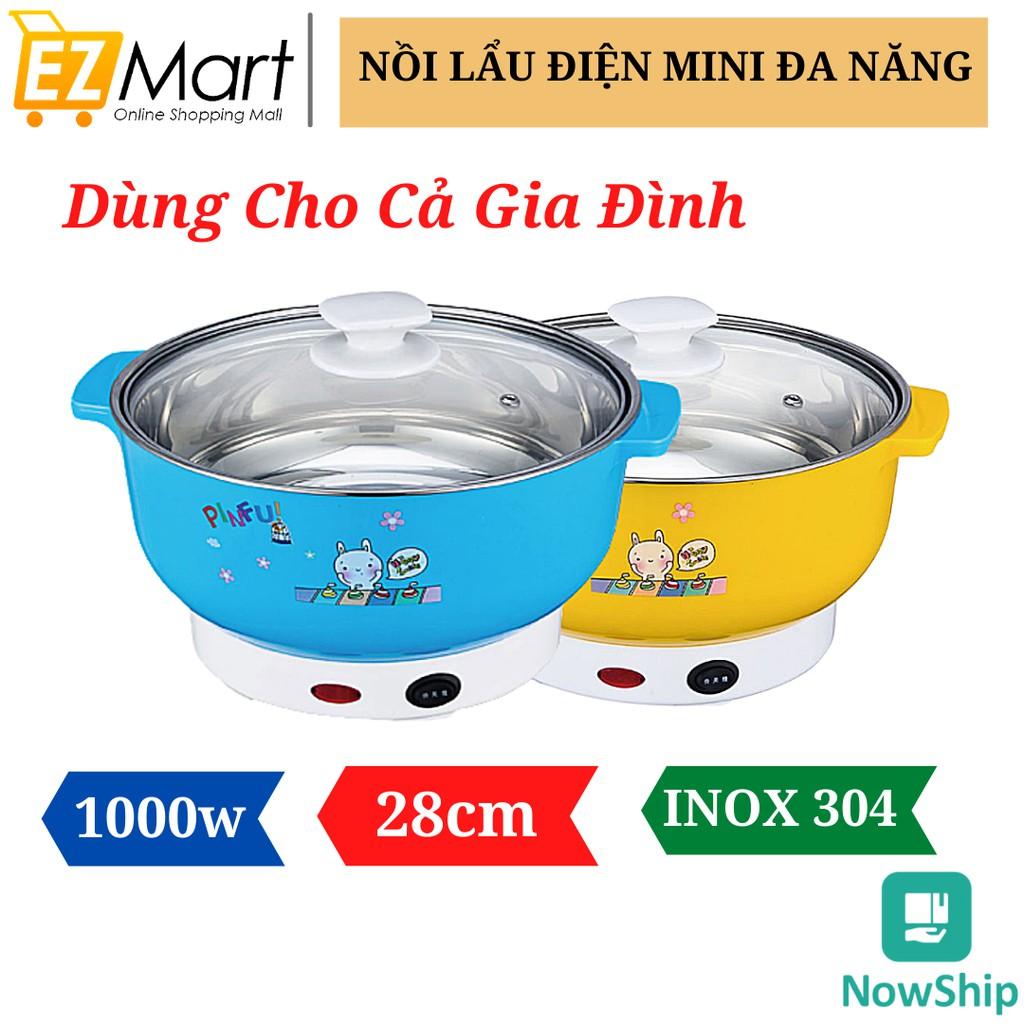 Nồi lẩu điện mini 28cm Nika vung kính 1000W - Nồi lẩu đa năng gia đình 28cm siêu tiện, thiết kế nhỏ gọn
