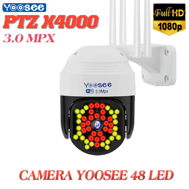 Camera Ip Wifi Yoosee PTZ X4000 48 LED 1080P , Xem đêm có màu , đàm thoại 2 chiều , Cảnh báo đột nhập , Camera ngoài trời chống nước IP66 - Hàng Chính Hãng