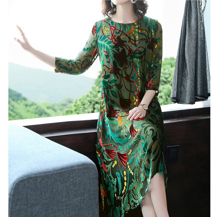 Đầm suông trung niên Anas Ya bigsize xanh ngoc quý phái - D01112