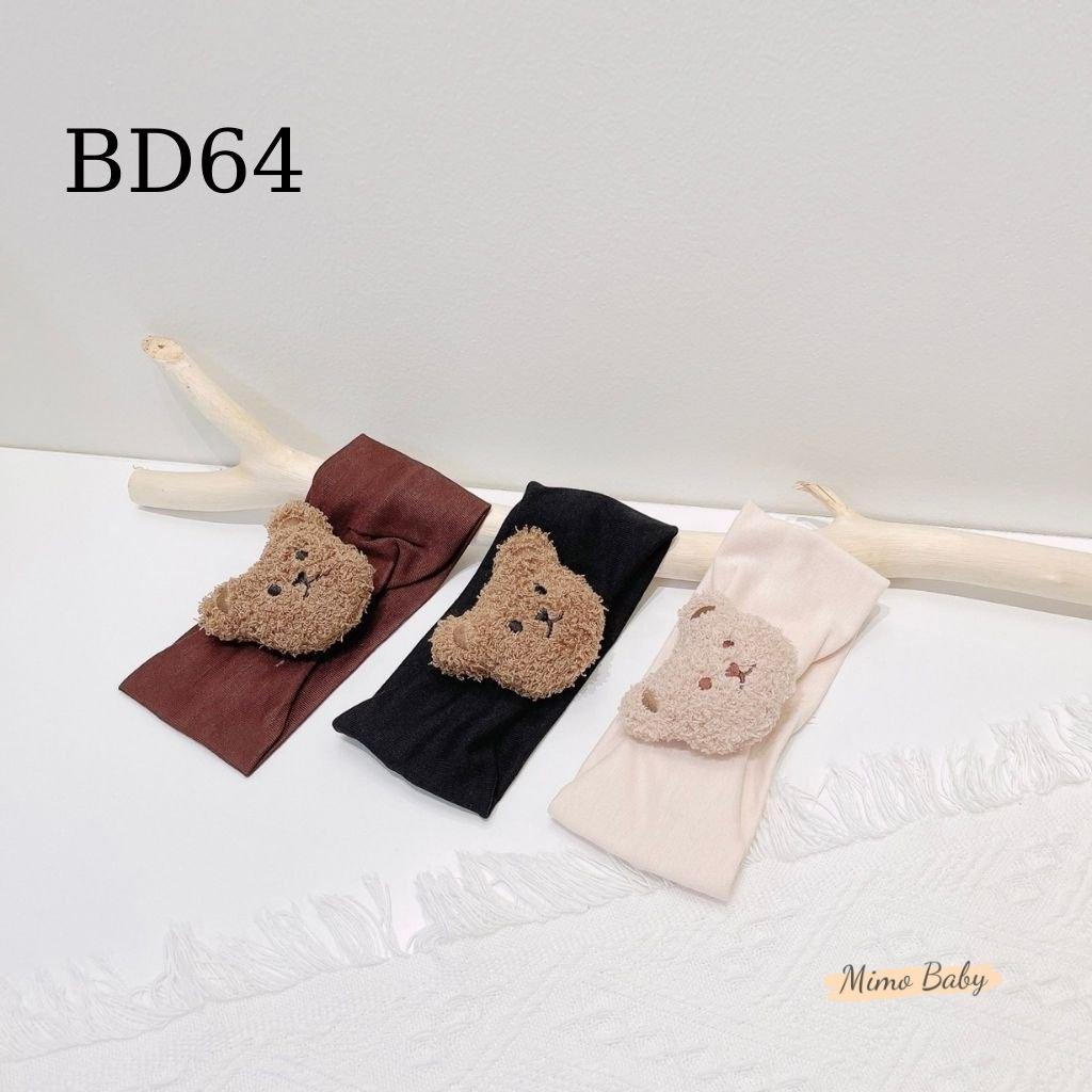 Băng đô thun bản to đính gấu bông xù dễ thương cho bé BD64 Mimo Baby