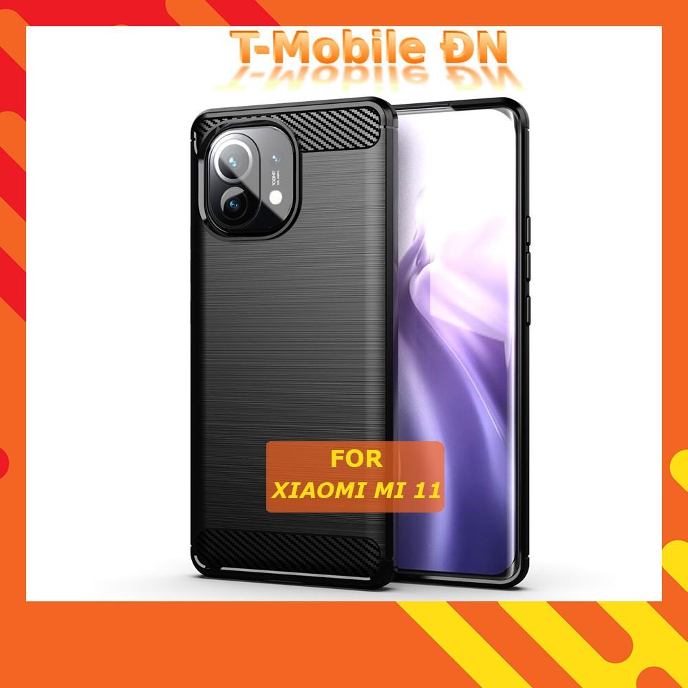 Ốp lưng cho Xiaomi Mi 11 dẻo Cacbon phay xước chống sốc chống vân tay