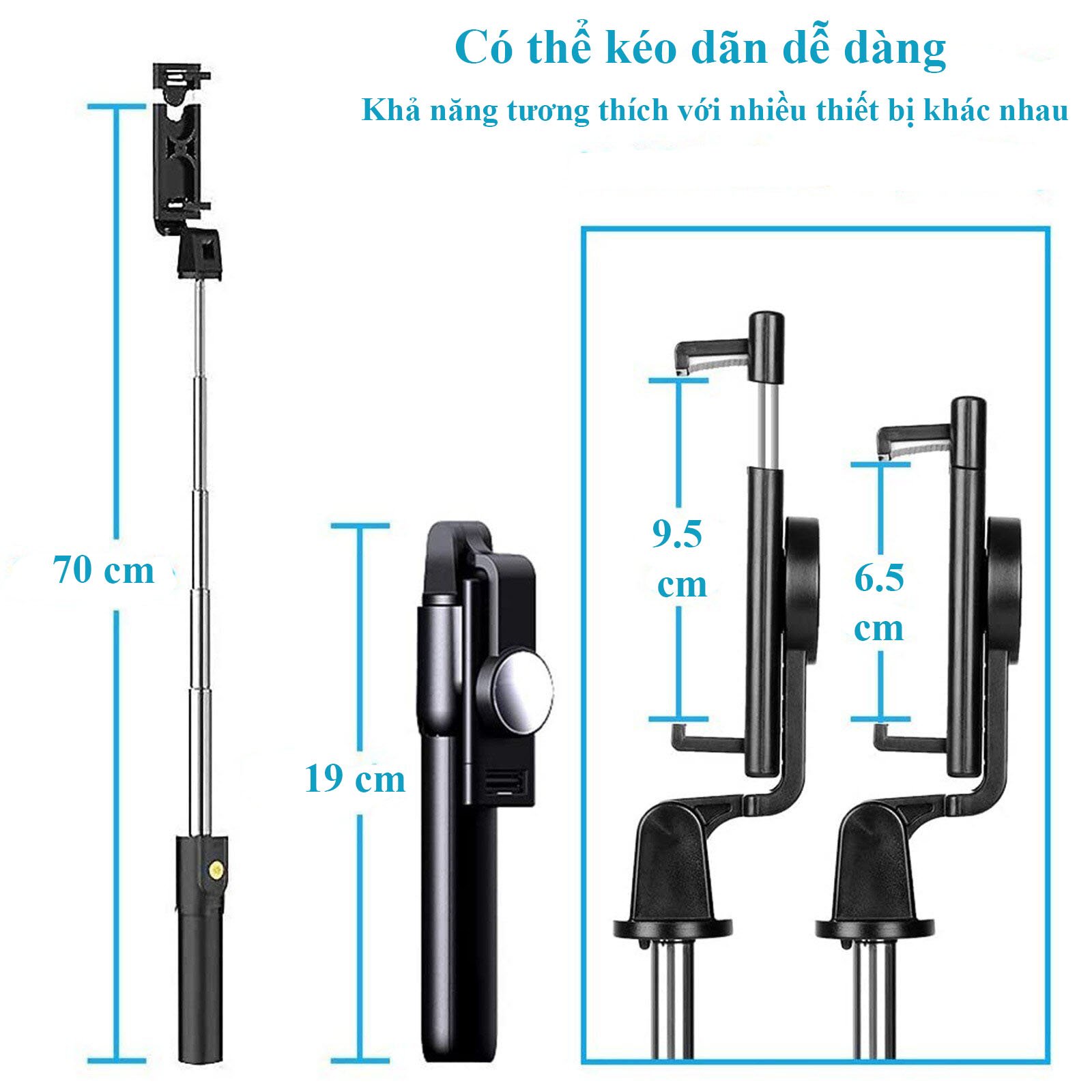 Gậy Chụp Ảnh Tự Sướng Bluetooth 3 Chân Đa Năng – Tripod K20– Chụp Hình Selfie