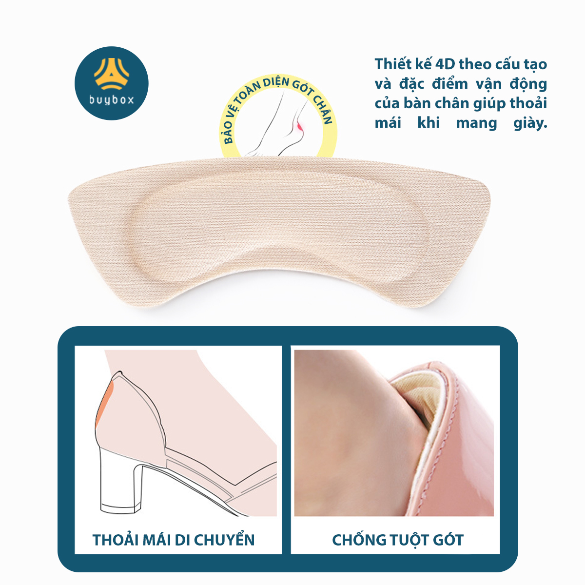 Bộ 2 cặp lót giày 4D bảo vệ gót chân và chống tuột gót giày - buybox - BBPK53
