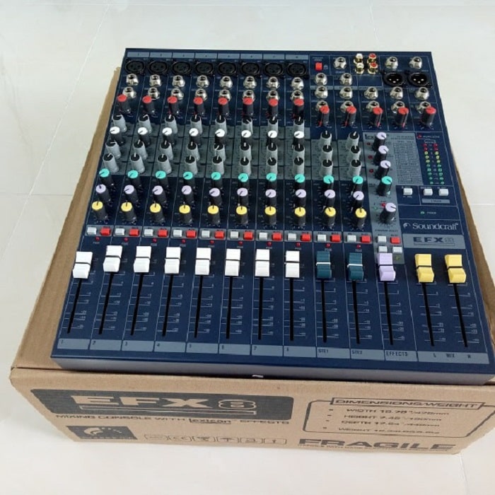 Bàn Mixer Soundcraft EFX8 – Mixer số chuyên sử dụng cho âm thanh chuyên nghiệp, sân khấu, hội trường, sự kiện, phòng hát cao cấp – 10 kênh (8 mono, 2 stereo) - 32 chế độ effect - Hàng nhập khẩu loại I