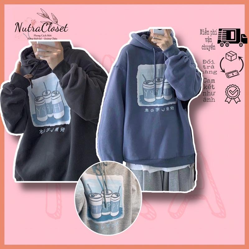 Áo khoác chui đầu hoodie nỉ ngoại tay phồng unisex ulzang nam nữ AN507