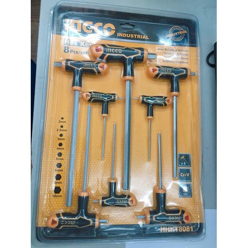 Bộ 8 chìa lục giác tay cầm chữ T Ingco HHKT8081