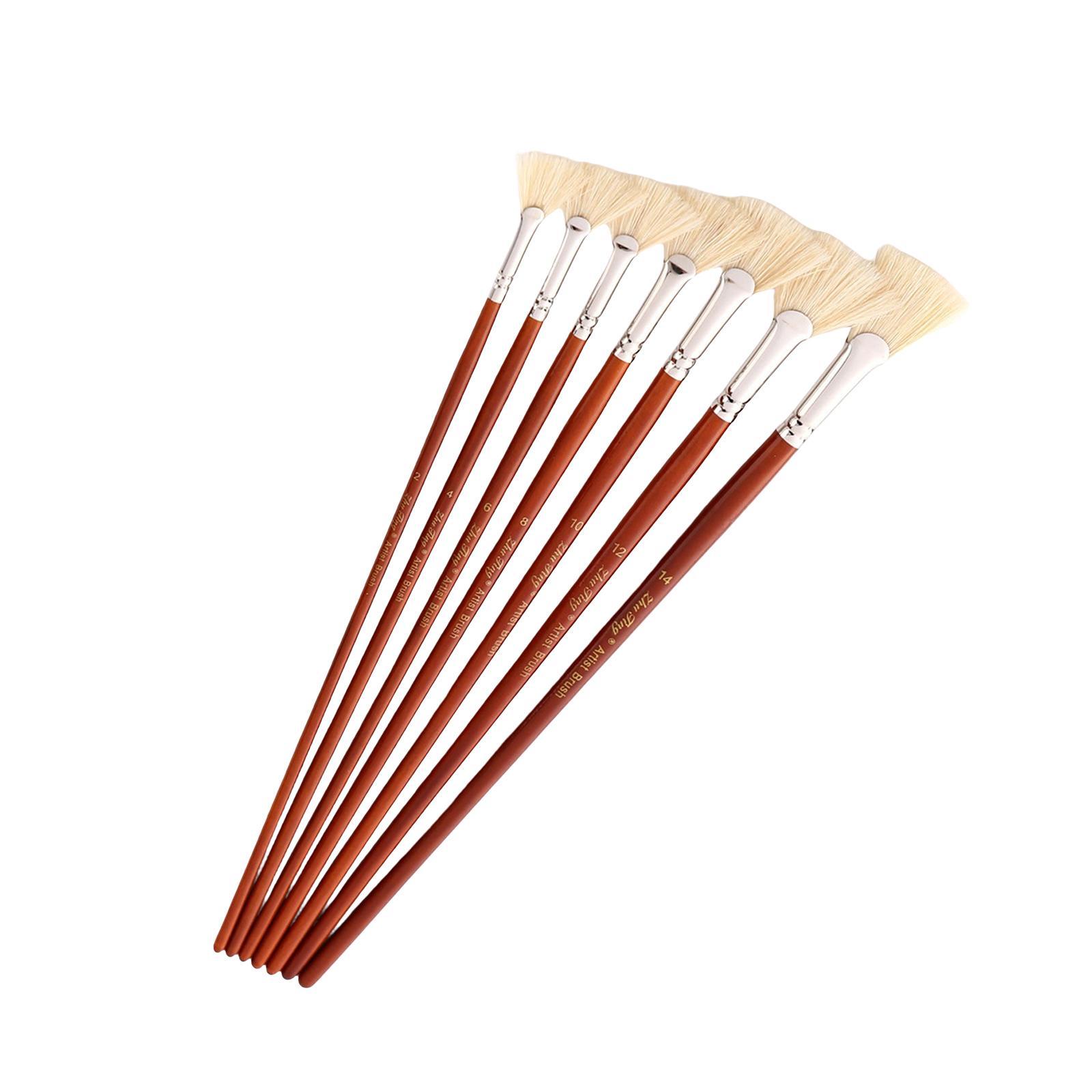 7x Professional Watercolor Paint Brush Pen Set Portable Wooden Handle Body Paint Tools Acrylic Painting Brushes for Kids Adults Supplies